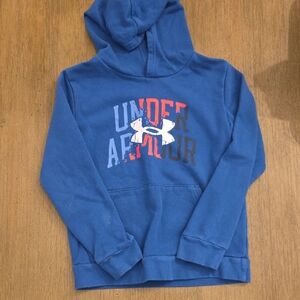 Under Armour Royal Blue Pullover Hoodie with Multicolor Logo